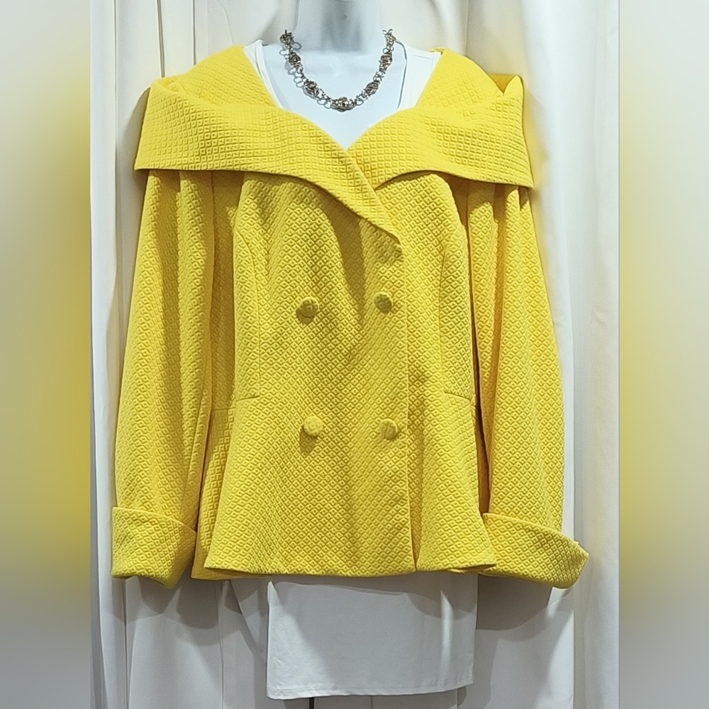 Ashro Vibrant Yellow Pea Coat - Picture 6 of 15